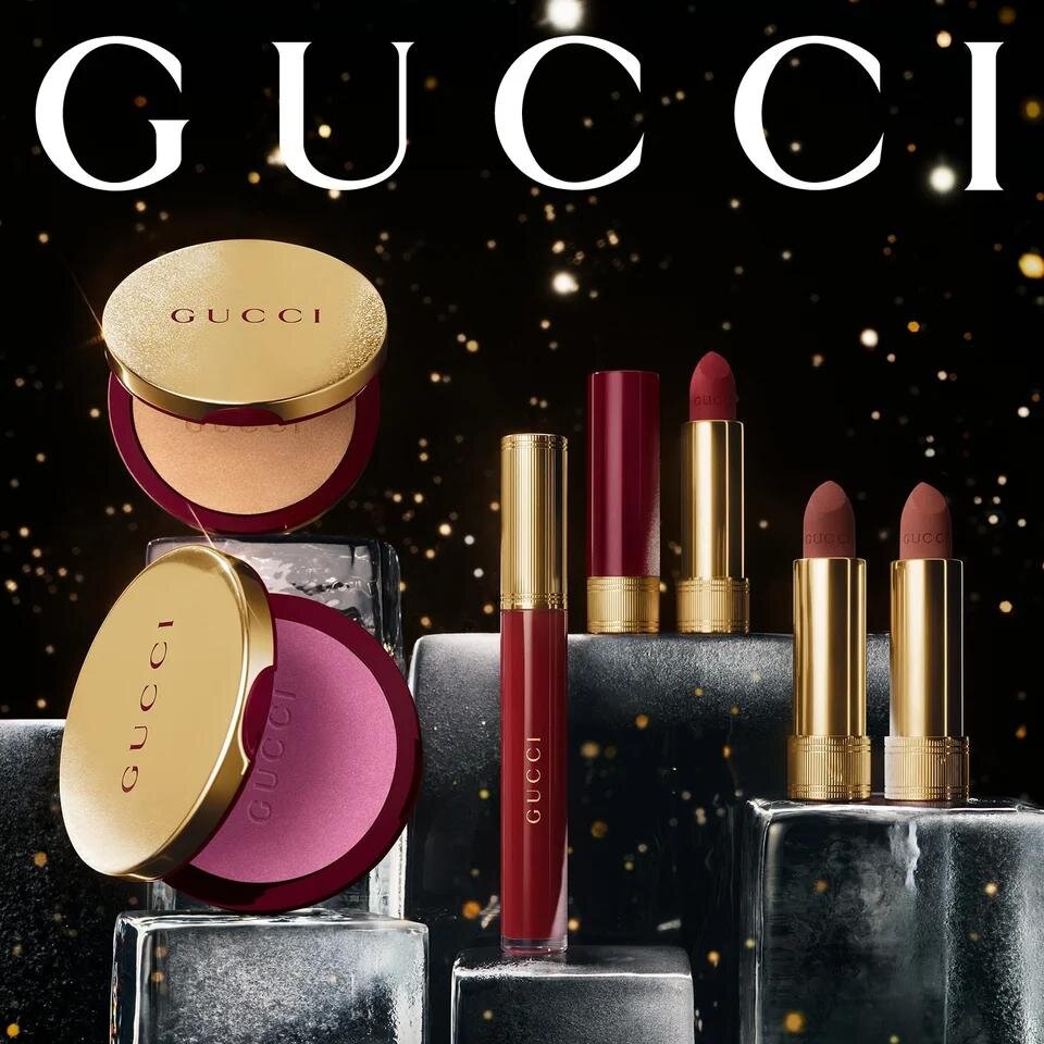 グッチ ビューティ25年クリスマスコスメ、“夜明けと夕暮れ”着想リップ＆アイシーピンクのハイライター