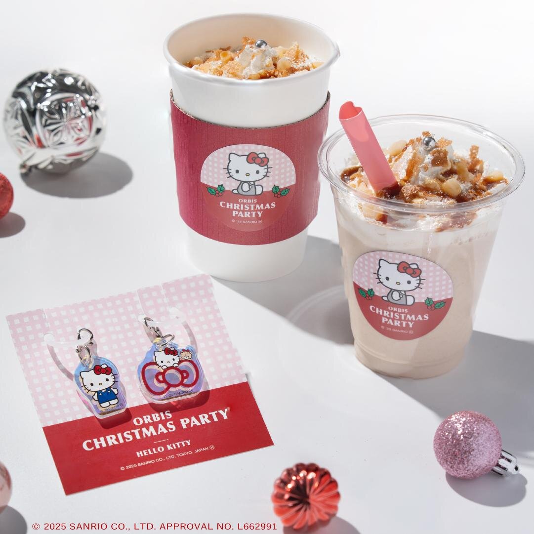 オルビス「ハローキティ」デザインの化粧水つめかえボトル、りんご×シナモンのクリスマス限定ドリンクも