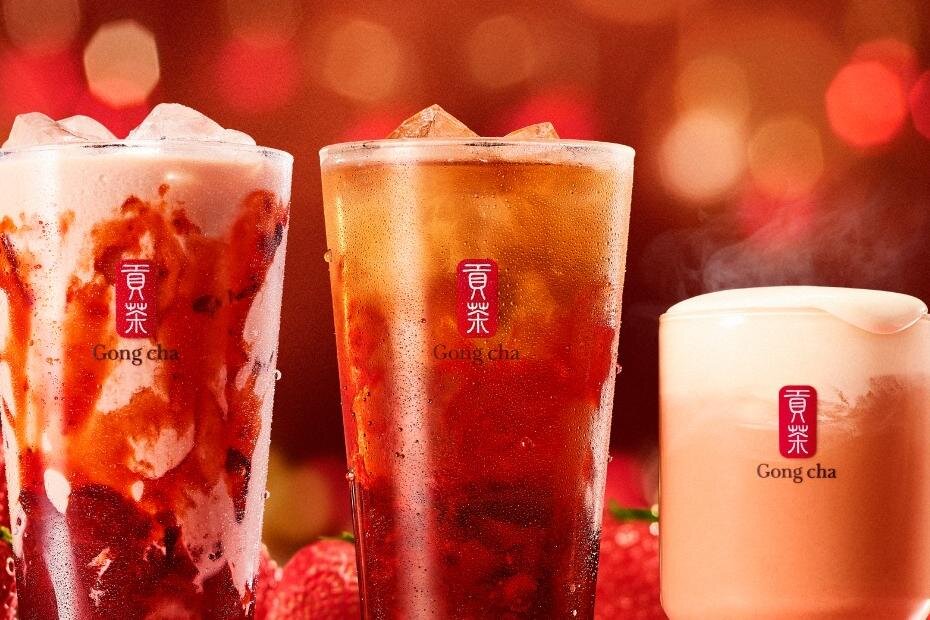 ゴンチャ「あまおう」主役の和紅茶ミルクティー、“ぷるぷる”ゼリー×苺果肉入り濃厚ソース