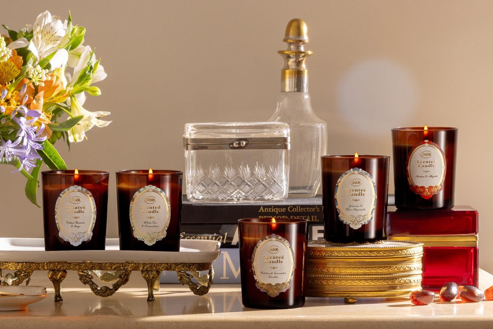 SABON“濃厚な香り広がる”アロマキャンドル、パウダリーフローラルや金木犀など全5種