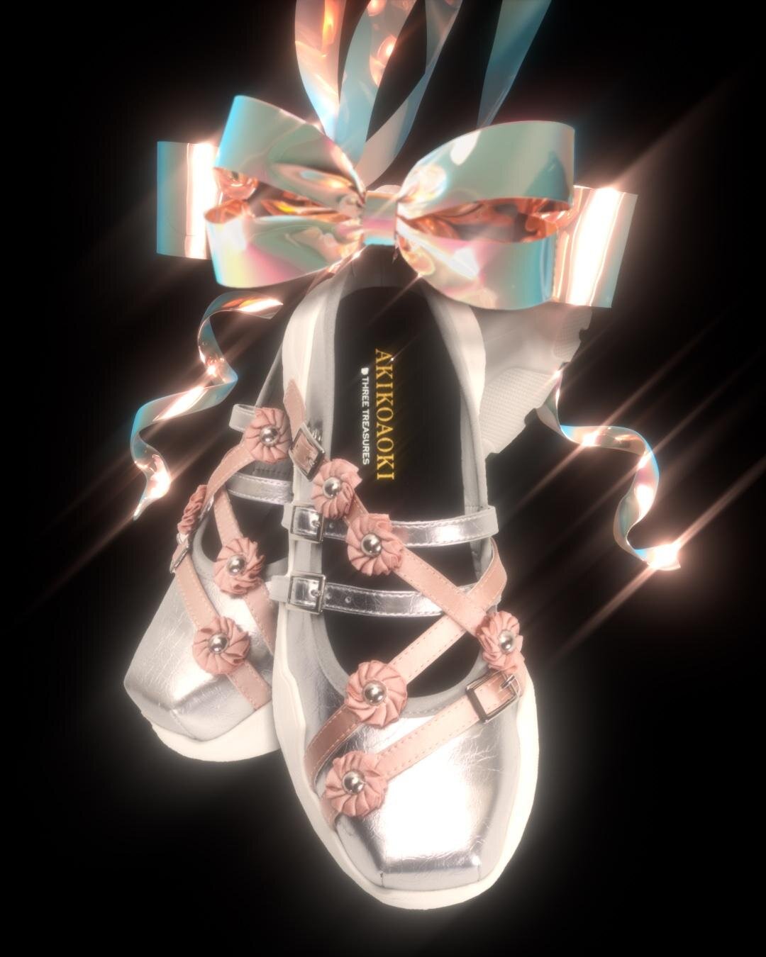 アキコアオキ“花々＆スタッズ”を装飾したバレエ風シューズ、スリートレジャーズとコラボ｜写真11