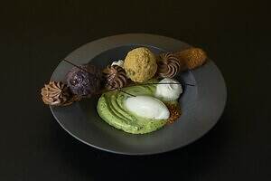 京都祇園あのん×アッサンブラージュ カキモト、日本庭園のようなおはぎプレート