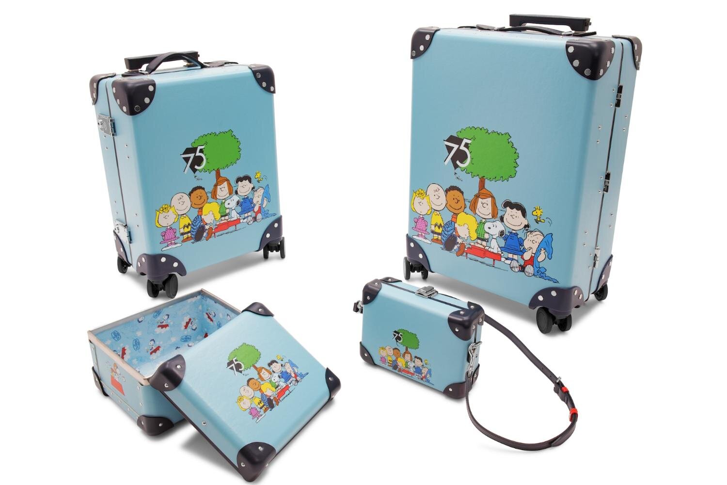 グローブ・トロッター「ピーナッツ」スヌーピーを描くパステルブルーの限定スーツケース