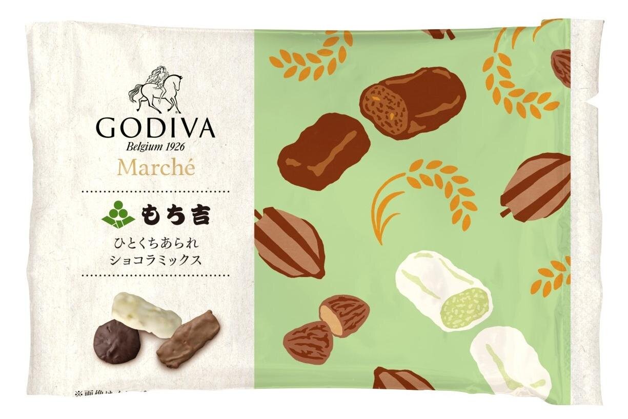 ゴディバ×もち吉「ひとくちあられ ショコラミックス」ベルギーチョコをコーティングしたあられ＆せんべい