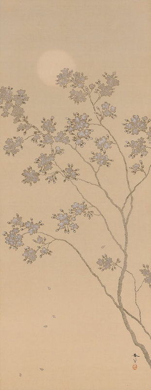 菱田春草《月四題》のうち「春」 1909-10(明治42-43)年頃 絹本・墨画淡彩 山種美術館