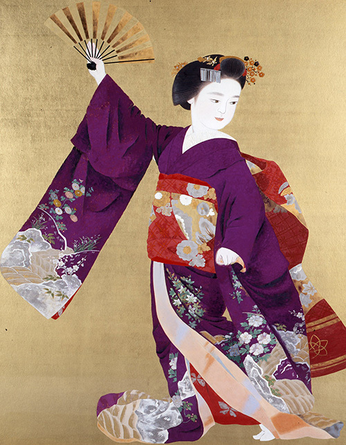 小倉遊亀《舞う(舞妓)》1971(昭和46)年 紙本金地・彩色 山種美術館