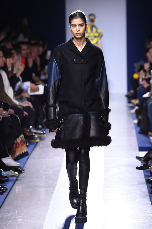 サカイ sacai 2015年AW ニット刺繍入り 変形ウール スカート柄デザインストライプ
