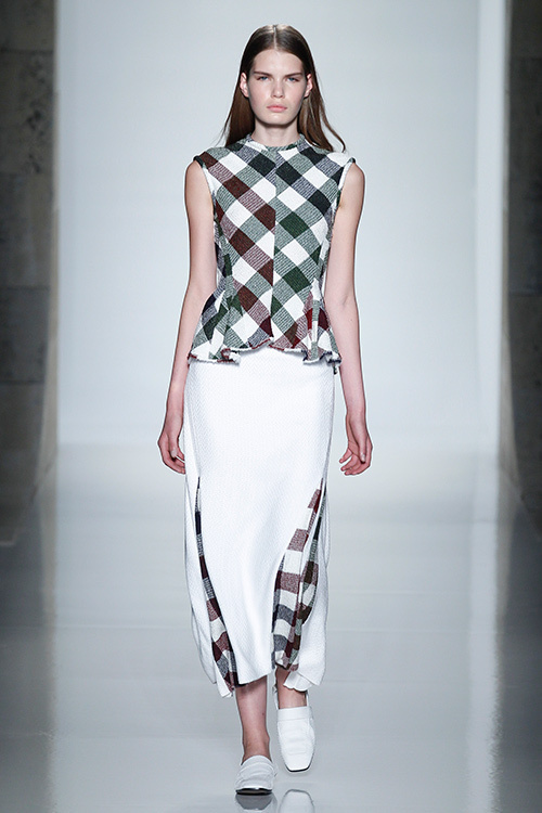 美品 ヴィクトリアベッカムジーンズ 春夏 半袖 コットン ツイード トップス ヴィクトリア ベッカム(Victoria Beckham) 2016年春夏ウィメンズ