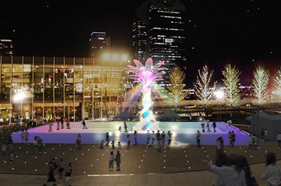 スケートリンク｜グランフロント大阪に23万球のイルミネーション登場 - 上品に輝くシャンパンゴールドの世界