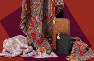 ETRO クリスマスシーズン限定 大判ウールシルク ストール ETRO エトロ 大判 ストール 正方形 ペイズリー シルク ウール
