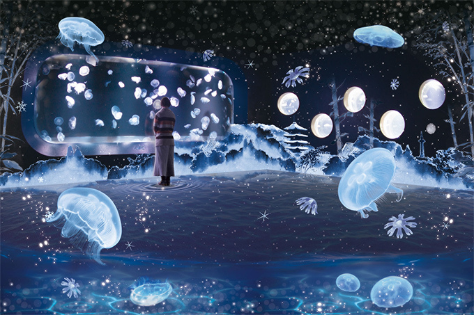 京都水族館 幻想的な冬景色 クラゲの体感型アート 雪をイメージした香りや音楽も導入 ファッションプレス