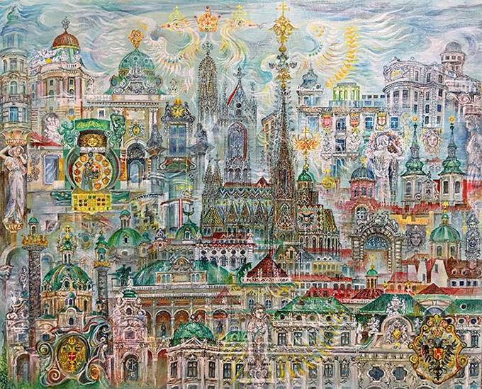 ミヒャエル・クーデンホーフ＝カレルギー絵画展、渋谷で開催 - ウィーンの伝統的な建物や風景 | 写真