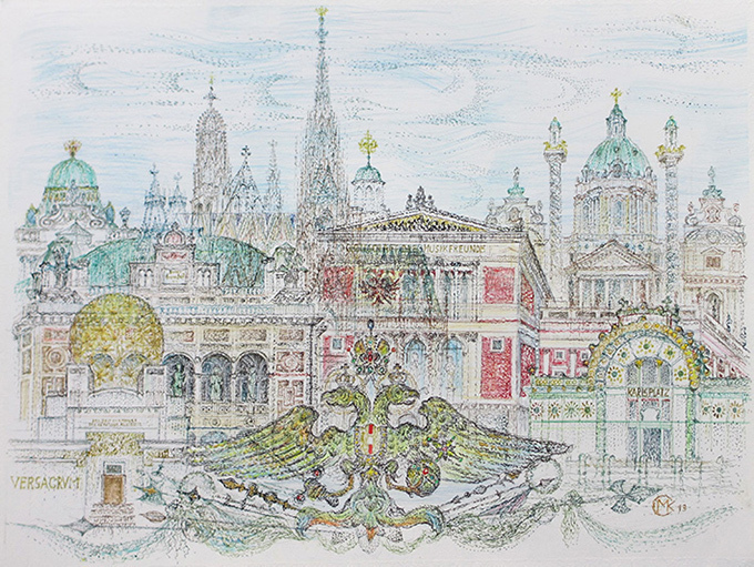 ミヒャエル・クーデンホーフ＝カレルギー絵画展、渋谷で開催 - ウィーンの伝統的な建物や風景｜写真3