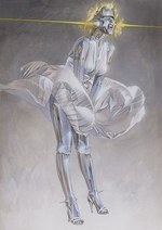 空山基＊マリリン・モンロー＊ビンテージ＊80s＊アートグラビアクリッピング額装品 アート】マリリン・モンローがロボットに！？ メタリックに艶