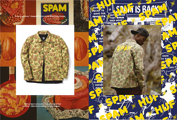 スパムランチョンミート×HUF、米軍ジャケットやラグランＴに「SPAM」ロゴ | 写真