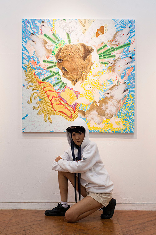 六本木百合香の個展、中目黒で開催 - 犬や獅子舞を柔らかな色彩で描いたペインティング作品 | 写真