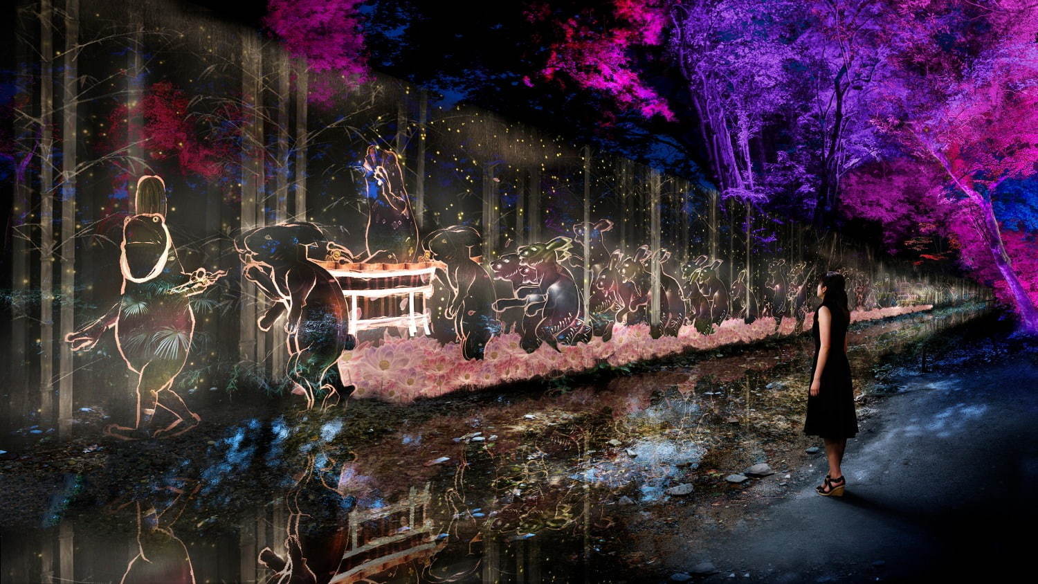 京都・下鴨神社で「光の祭」チームラボが参道＆神社を光と音の幻想空間に変える｜写真4