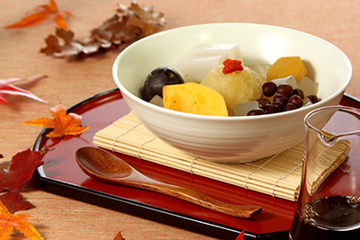 「秋のフルーツあんみつ」