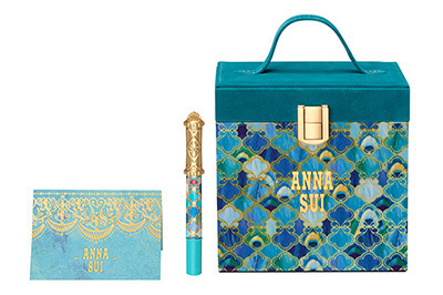 アナ スイのクリスマス限定コスメ - 蒼い孔雀をイメージしたルージュ、引き出し付きネイルセット