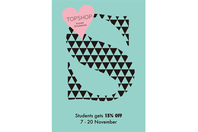 TOPSHOP/TOPMANが学割15％OFFを期間限定で実施