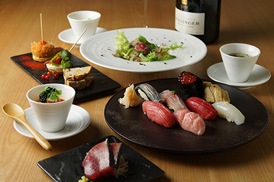 おつまみ｜鮨レストラン「銀座 815」銀座にオープン - ミシュラン星付きの鮨を英国王室御用達シャンパンと供に