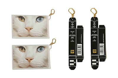 シアタープロダクツ 17年春夏アクセサリー、リップの空き箱や猫柄テレフォンカードがネックレス＆ピアスに