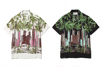 ハワイ｜ワコマリアから限定ハワイアンシャツ、ネオンライト光るビル群×ヤシの木