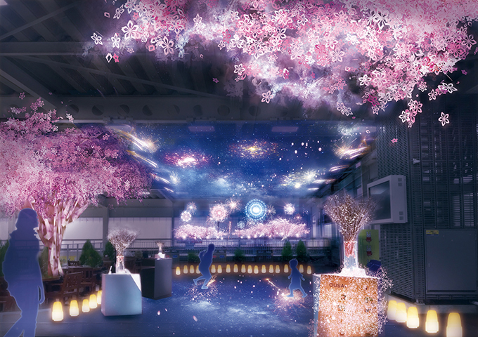 複合型温泉施設「祭の湯」が秩父駅前にオープン、ネイキッドによる“打ち上げ花火”のインスタレーション｜写真1