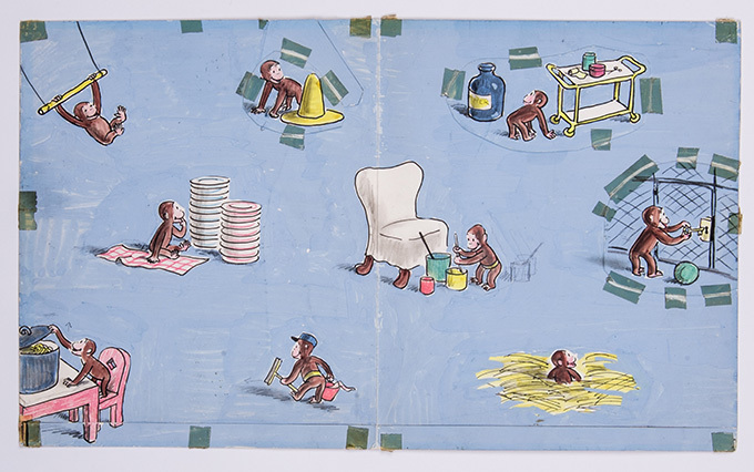 『専用品』おさるのジョージ松屋銀座限定額装品 おさるのジョージ展 「ひとまねこざる」原画の魅力や知られざる