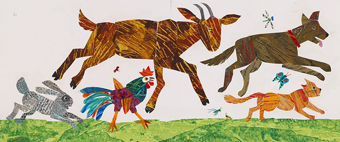 リトグラフ ○エリック・カール○象の家族○絵本作家○はら