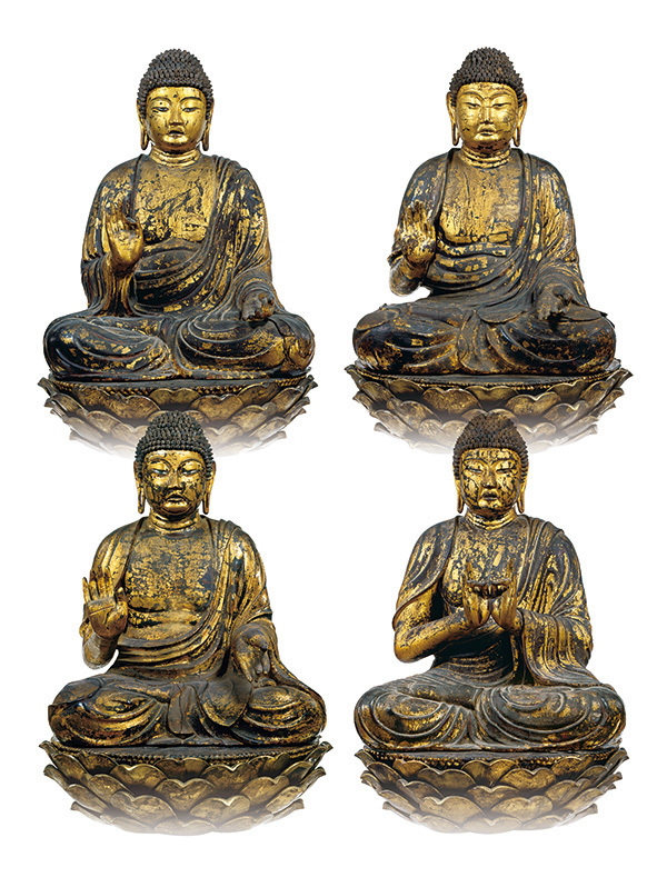 重要文化財「塔本四仏坐像(阿閦如来、宝生如来、阿弥陀如来、釈迦如来)」奈良・西大寺、 画像提供:奈良国立博物館(撮影:森村欣司)※阿弥陀如来、釈迦如来は大阪展のみの展示