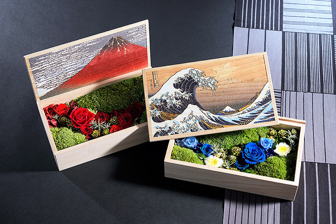 浮世絵×プリザーブドフラワー、葛飾北斎の「赤富士」「波」を表現 - ベル・フルールより｜写真3