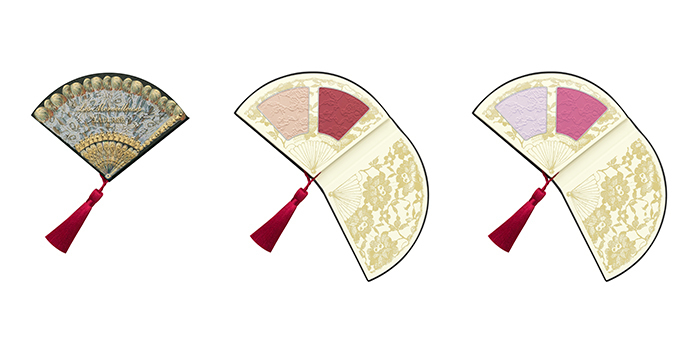 レ・メルヴェイユーズ ラデュレのクリスマスコフレ - バラの花弁の形をしたチークや扇子型のパレット｜写真3