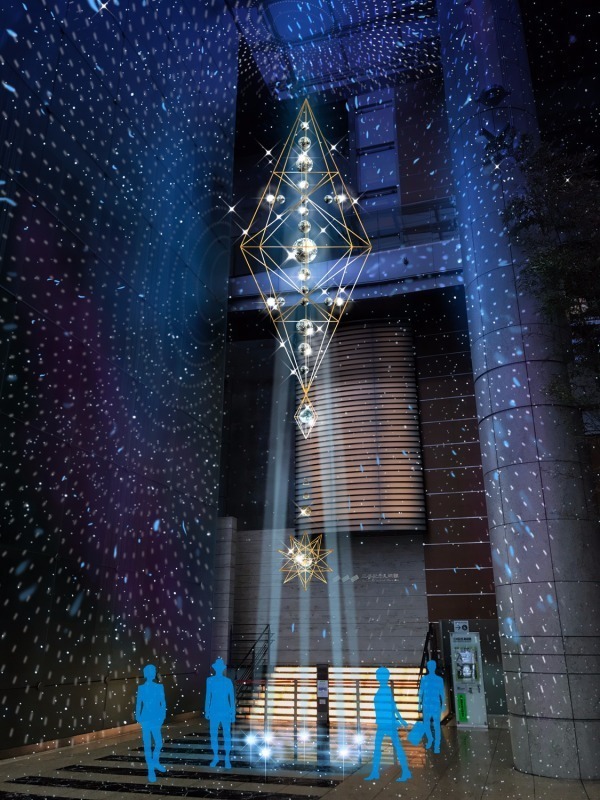 都心で流星観測「NIHONBASHI-星降ル森」流星とリアルタイムに連動する光のツリー｜写真3