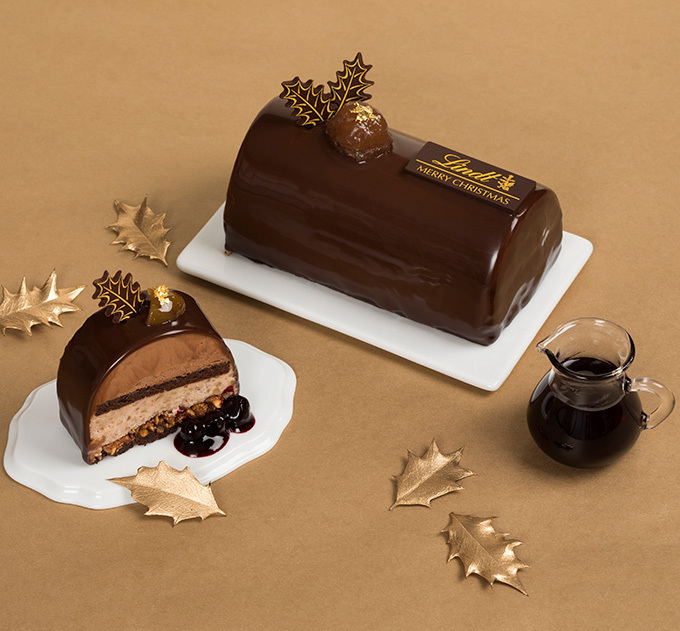 リンツのクリスマスケーキ「ビュッシュ ショコラ マロン」ミルクチョコ×マロンの贅沢な味わい｜写真4