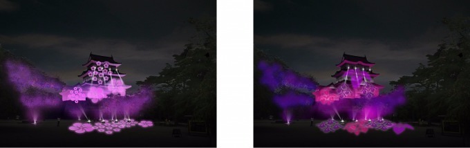 小田原城で光と音の“体感型”イルミネーション - 手を繋ぐと桜の光が様々な色に変化｜写真3