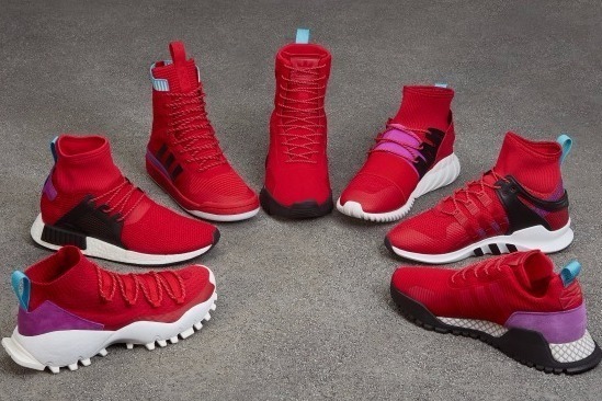 アディダス オリジナルスから真紅に染めた冬仕様スニーカー、人気7モデルがラインナップ