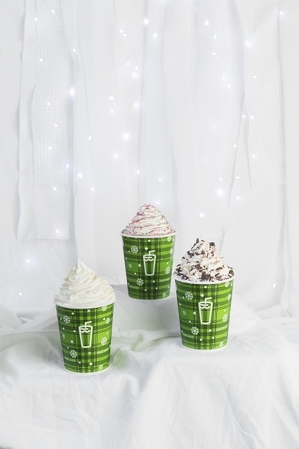 (左から)ソルテッドメイプル、クリスマスクッキー、チョコレートペパーミント いずれもスモール570円+税、レギュラー 740円+税