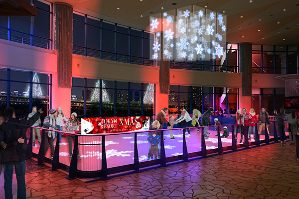 スケートリンク｜アクアシティお台場のクリスマス - 雪の結晶が踊るスケートリンクや、夜景と楽しむイルミネーション