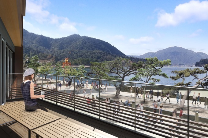 日本初“船で行くスタバ”、嚴島神社に通じる表参道商店街に - 大鳥居が望む絶景のなか飲むコーヒー｜写真2