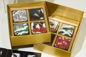 日本橋三越本店のバレンタイン、喜多川歌麿『深川の雪』の浮世絵がショコラに｜写真1