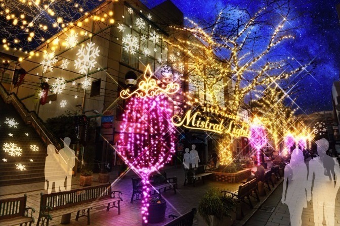 ルミネ｜自由が丘初、ワイン色に染まるクリスマスイルミネーション - 全長110メートルの輝く緑道