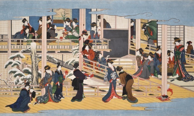 喜多川歌麿「深川の雪」(部分)享和2～文化3年(1802～06)頃 岡田美術館蔵