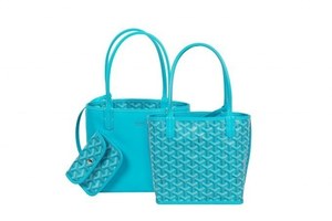 ゴヤールディン・キャンバスを使用した限定色バッグ - 空のようなターコイズブルーのトートやクラッチ|写真10