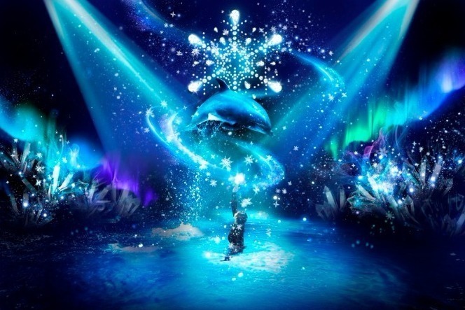 S.Bloom　蛍光灯内蔵　アート ブラックライト　オーロラ 雪景色 幻想的 マクセル アクアパーク品川「スノウアクアリウム バイ