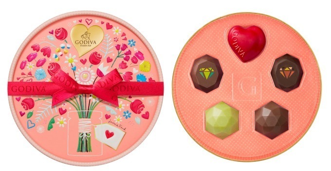 ゴディバのバレンタイン - ジュエリーのような限定チョコ＆花とハートを一面に描いたボックス | 写真