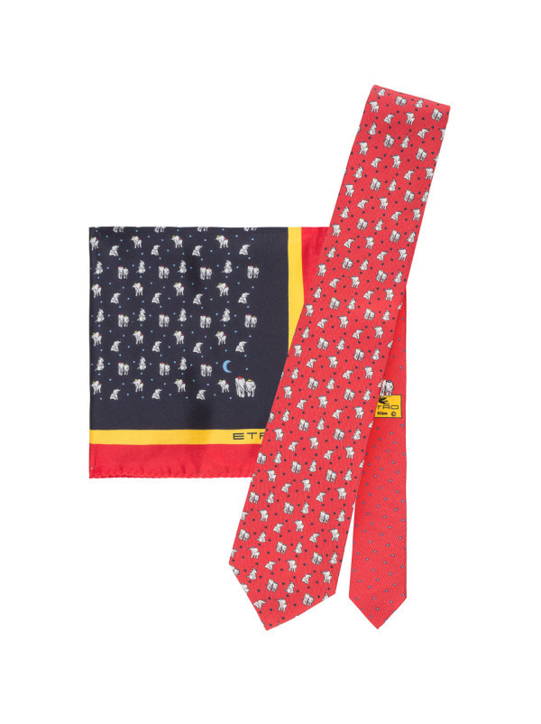 エトロの新作ネクタイ＆ポケットチーフ、てんとう虫や象のカップルなどラッキーモチーフのギフト｜写真2