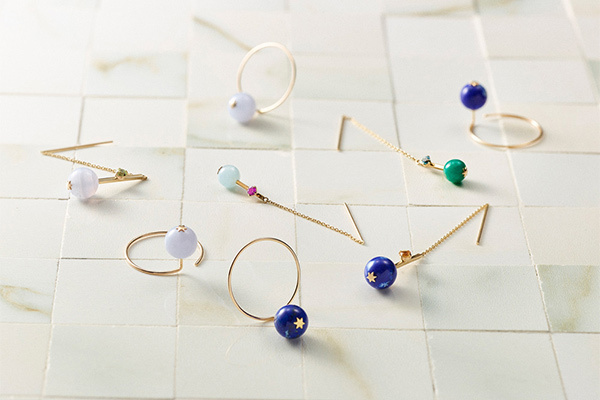 スタージュエリー ガールより春の新作ピアス - アクアマリンなど春色ストーンのチェーンピアス