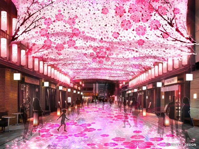 「日本橋 桜フェスティバル」江戸切り絵をモチーフにした桜並木、ライトアップや屋台グルメも