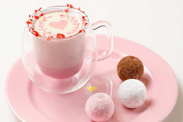 ハート型フォンダンショコラ＆ピンク色の濃厚チョコドリンク